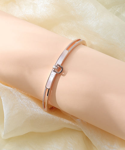 Siora Jewels CZ Kada 925 Silver Kada for Women | Rose Gold Finish with Mother of Pearl & Zircon Detailing