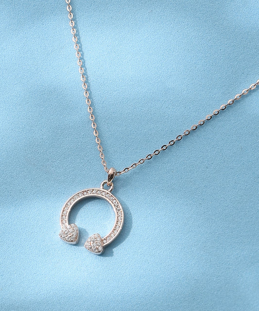 Siora Jewels Fortune Glow 925 Sterling Silver Necklace for Women | Rose Gold Finish with Zircon Charm Detailing