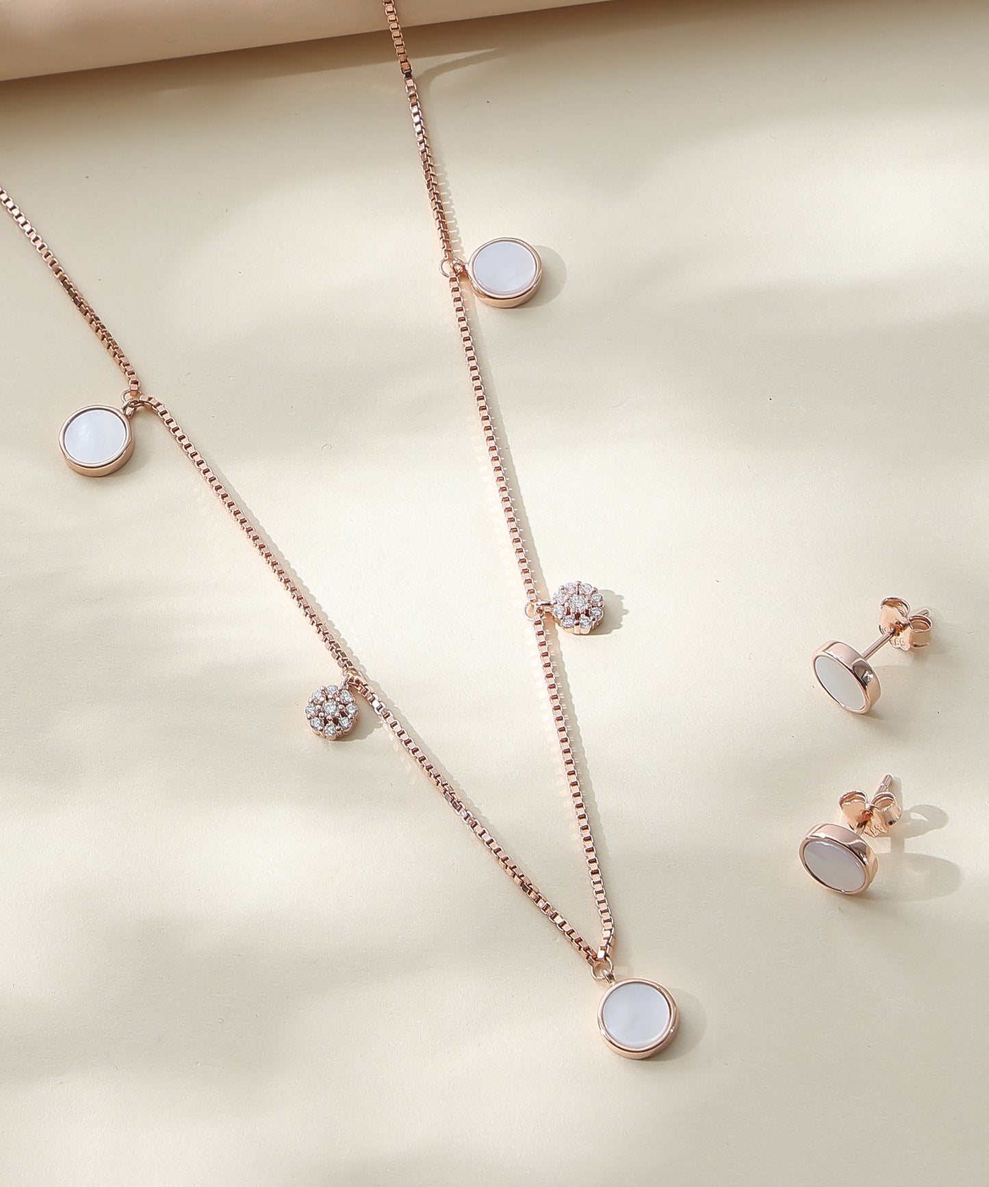 Siora Jewels Minimal Pearl 925 Silver Pendant Set for Women | Rose Gold Finish with Pearl & Zircon Detailing