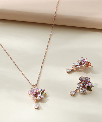 Siora Jewels Cosmo Dream 925 Silver Necklace for Women | Rose Gold Finish with Star Motif & Zircon Detailing