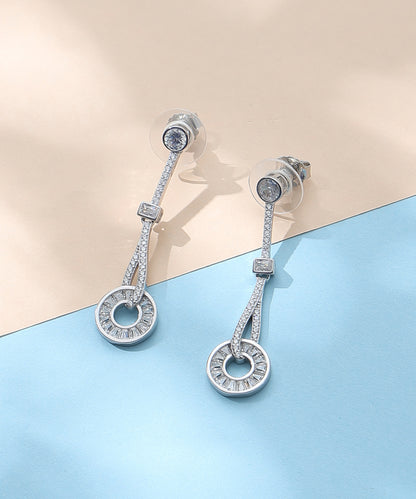 Siora Jewels Lume Orbit 925 Silver Earrings for Women | Rhodium Finish with Zircon Detailing