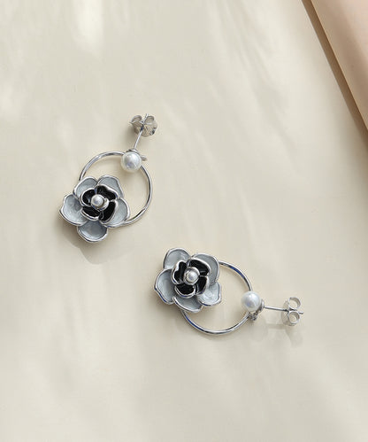 Siora Jewels Pearl Orbit 925 Silver Necklace for Women | Rhodium Finish with Interlocking Loops, Pearl & Zircon Detailing