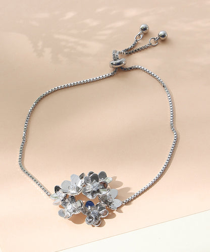 Siora Jewels Bloom Cluster 925 Silver Bracelet for Women | Rhodium Finish with Layered Floral & Zircon Detailing