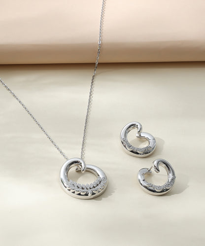 Siora Jewels Heart Loop 925 Silver Jewellery Set for Women | Rhodium Finish with Interlinked Hearts & Zircon Detailing