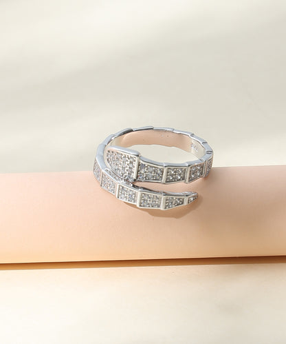 Siora Jewels Snake Wrap 925 Silver Ring for Women | Rhodium Finish with Pavé Zircon Detailing