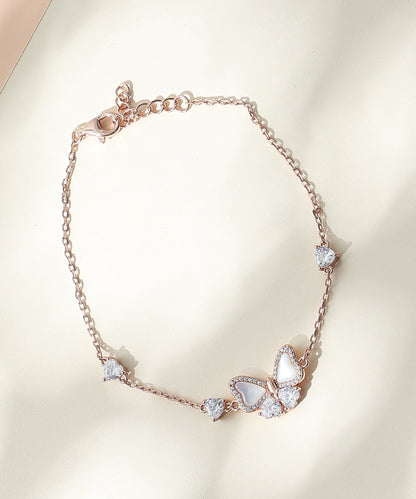Siora Jewels Butterfly 925 Silver Bracelet for Women | Rose Gold Finish with Zircon Detailing