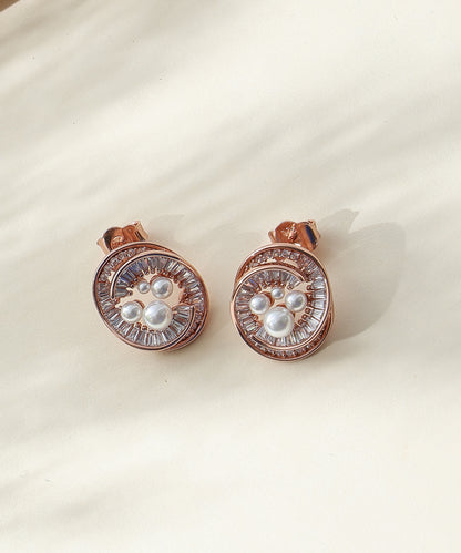 Siora Jewels Lustre Pearl 925 Silver Jewellery Set for Women | Rose Gold Finish with Pearl & Zircon Accents