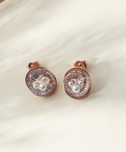 Siora Jewels Lustre Pearl 925 Silver Jewellery Set for Women | Rose Gold Finish with Pearl & Zircon Accents