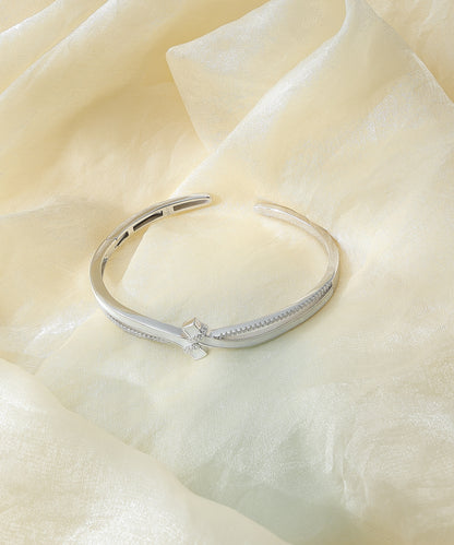 Siora Jewels Celeste Crossover 925 Silver Kada for Women | Rhodium Finish with Zircon Detailing