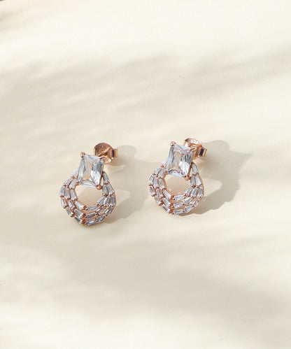 Siora Jewels Geo Sparkle 925 Silver Jewellery Set for Women | Rhodium Finish with Geometric Design & Zircon Detailing