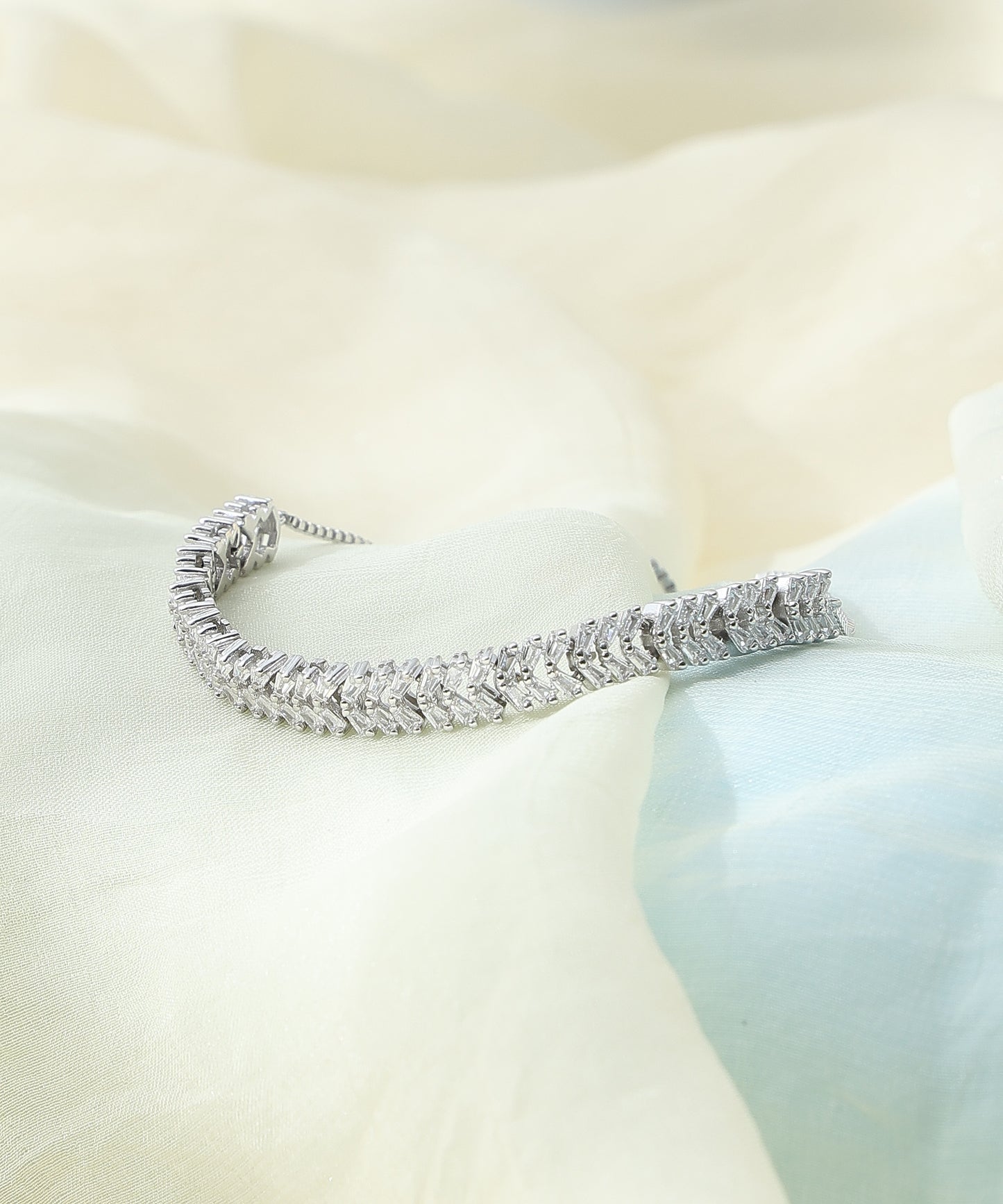 Siora Jewels White CZ 925 Silver Adjustable Bracelet for Women | Rhodium Finish with Minimal Detailing