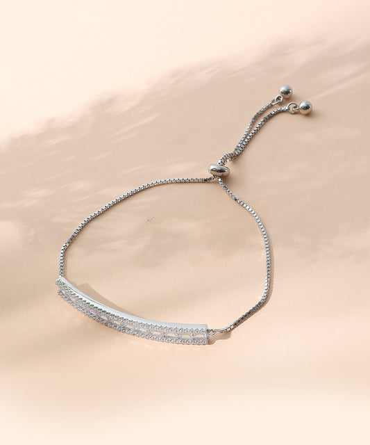 Siora Jewels Linear Luxe 925 Silver Bracelet for Women | Rhodium Finish with Emerald-Cut Zircon Detailing