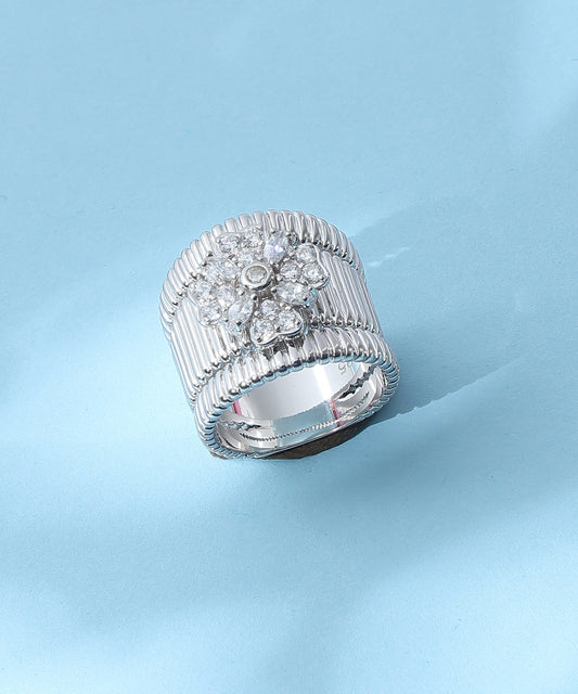 Siora Jewels Crowned Glory 925 Sterling Silver Ring for Women | Rhodium Finish with Pavé Zircon Crown Design