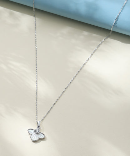 Siora Jewels White Petal 925 Silver Necklace for Women | Rhodium Finish with Mother of Pearl & Zircon Detailing