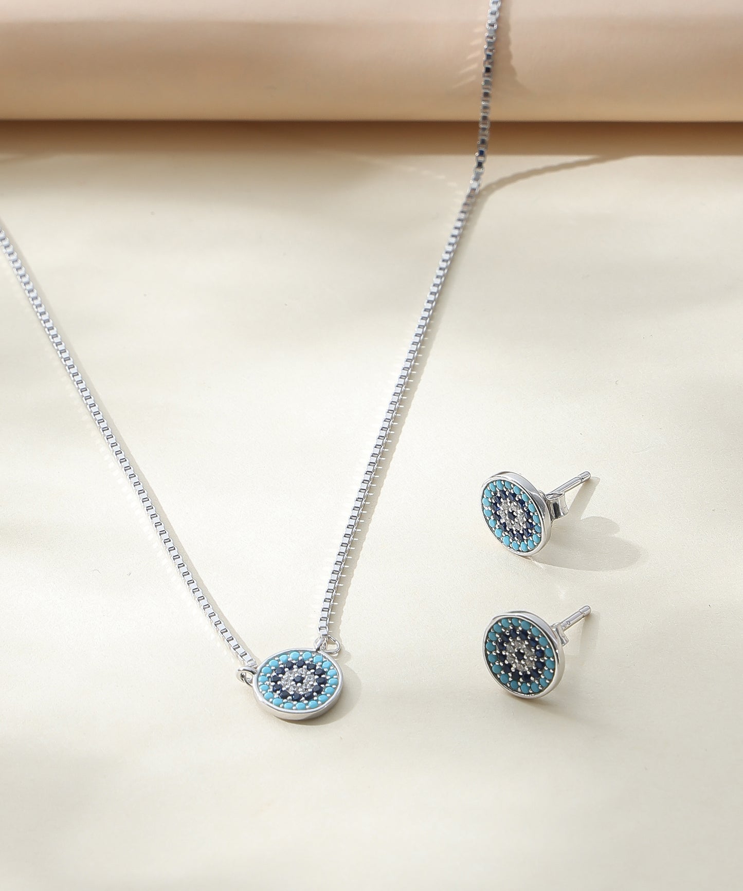 Siora Jewels Evil Eye 925 Silver Pendant Set for Women | Rhodium Finish with Enamel & Zircon Detailing