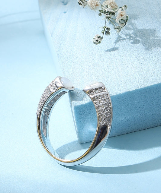 Siora Jewels Pearl Tip 925 Silver Ring for Women | Rhodium Finish with Pearls & Zircon Detailing