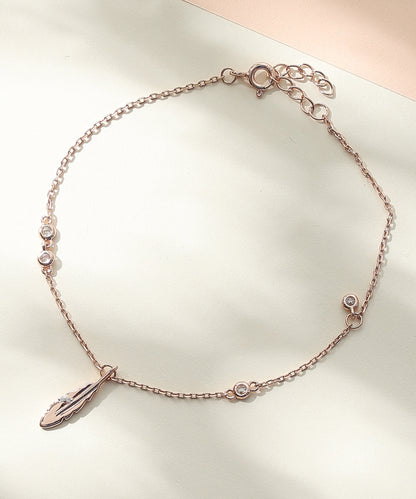 Siora Jewels Feather Charm 925 Silver Bracelet for Women | Rose Gold Finish with Delicate Detailing