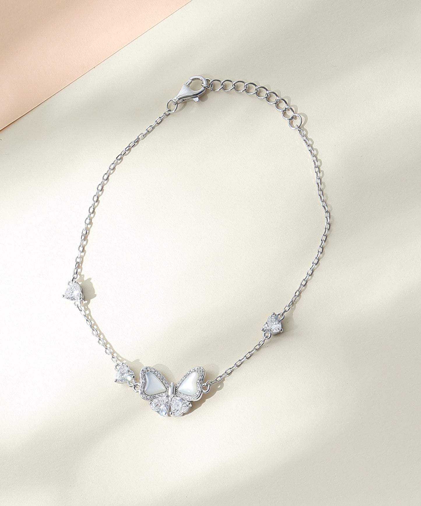 Siora Jewels Butterfly 925 Silver Bracelet for Women | Rhodium Finish with Zircon Detailing