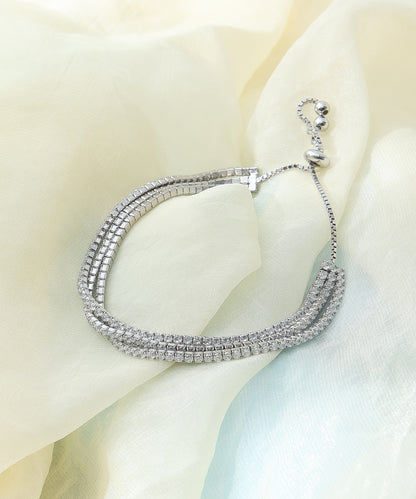 Siora Jewels White Blossom 925 Silver Bracelet for Women | Rhodium Finish with Floral Zircon Detailing
