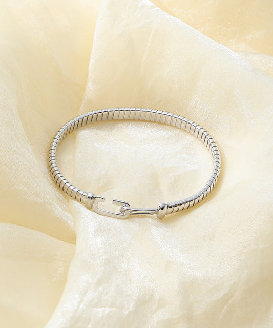 Siora Jewels CZ Kada 925 Silver Kada for Women | Rhodium Finish with Modern Link Design & Zircon Detailing