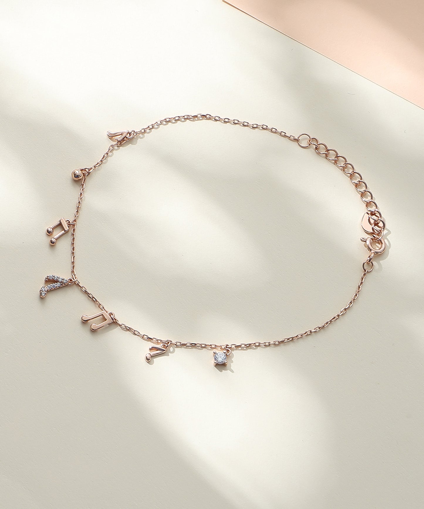 Siora Jewels Music Note 925 Silver Bracelet for Women | Rose Gold Finish with Zircon Detailing