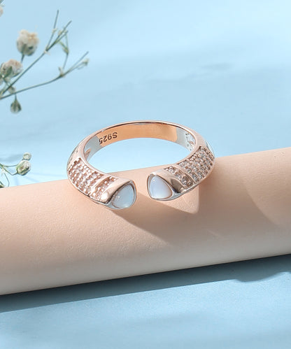Siora Jewels Fortuna Eternity 925 Silver Ring for Women | Rose Gold Finish with Clover & Zircon Detailing