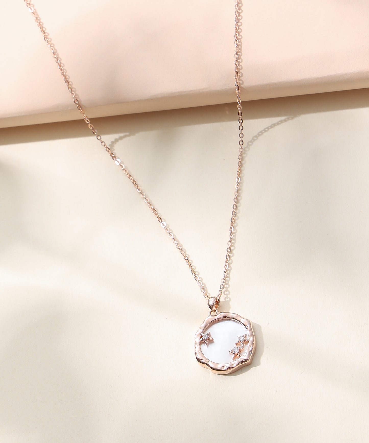 Siora Jewels Celeste Halo 925 Silver Necklace for Women | Rose Gold Finish with Zircon Detailing