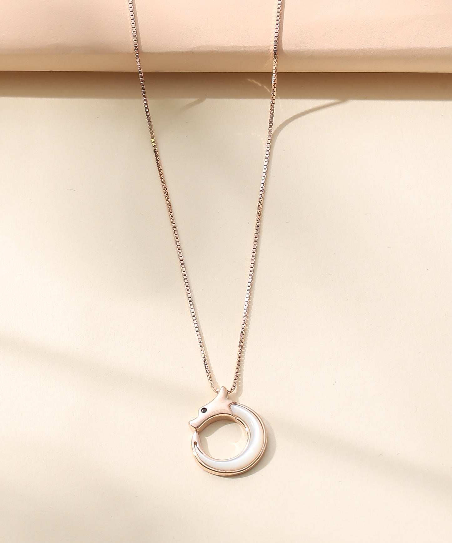 Siora Jewels Aurora Circle 925 Silver Necklace for Women | Rose Gold Finish with Zircon Detailing