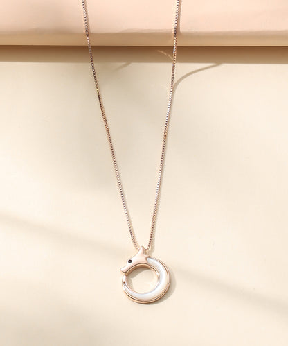 Siora Jewels Aurora Circle 925 Silver Necklace for Women | Rose Gold Finish with Zircon Detailing