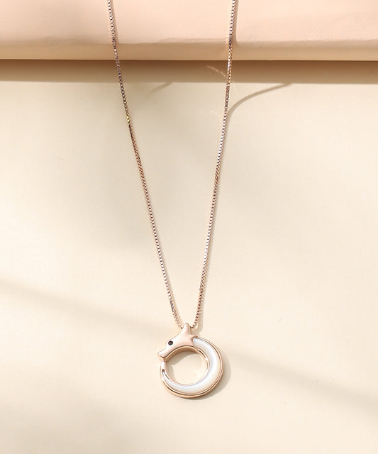 Siora Jewels Aurora Circle 925 Silver Necklace for Women | Rose Gold Finish with Zircon Detailing