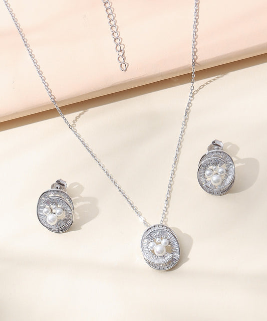 Classic Cluster Studs – Rhodium Finish