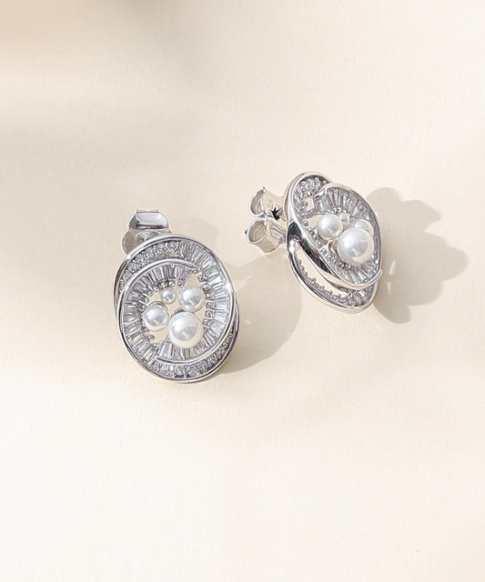 Classic Cluster Studs – Rhodium Finish