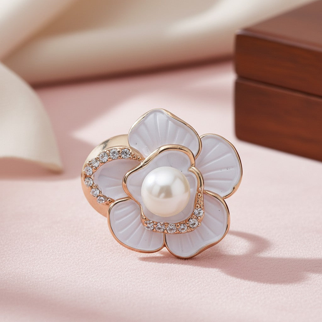 Siora Jewels White Blossom 925 Silver Earrings for Women | Rhodium Finish with Enamel Floral & Pearl Detailing