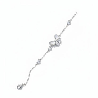 Siora Jewels Butterfly 925 Silver Bracelet for Women | Rhodium Finish with Zircon Detailing