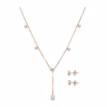 Siora Jewels Eternal Pearl Halo 925 Silver Jewellery Set for Women | Rose Gold Finish with Pearl & Zircon Detailing