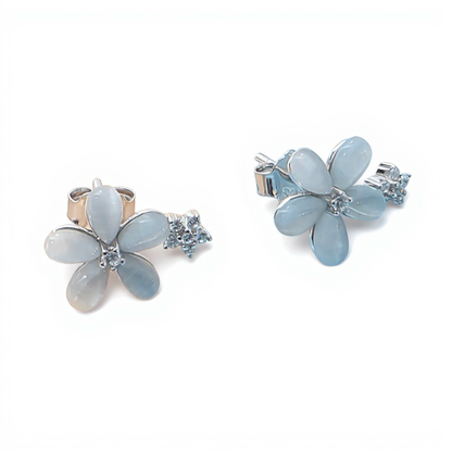 Siora Jewels White Bloom 925 Silver Earrings for Women | Rhodium Finish with Enamel & Zircon Detailing