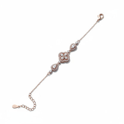 Siora Dual Heart Link 925 Silver Bracelet – Rose Gold Finish | Twin Heart Zircon Accents