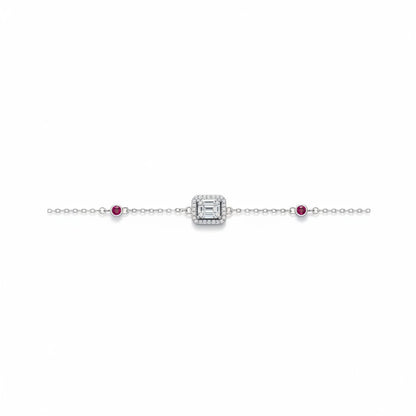 Siora Emerald‑Cut CZ 925 Silver Bracelet – Rhodium Finish | Central Zircon Accent