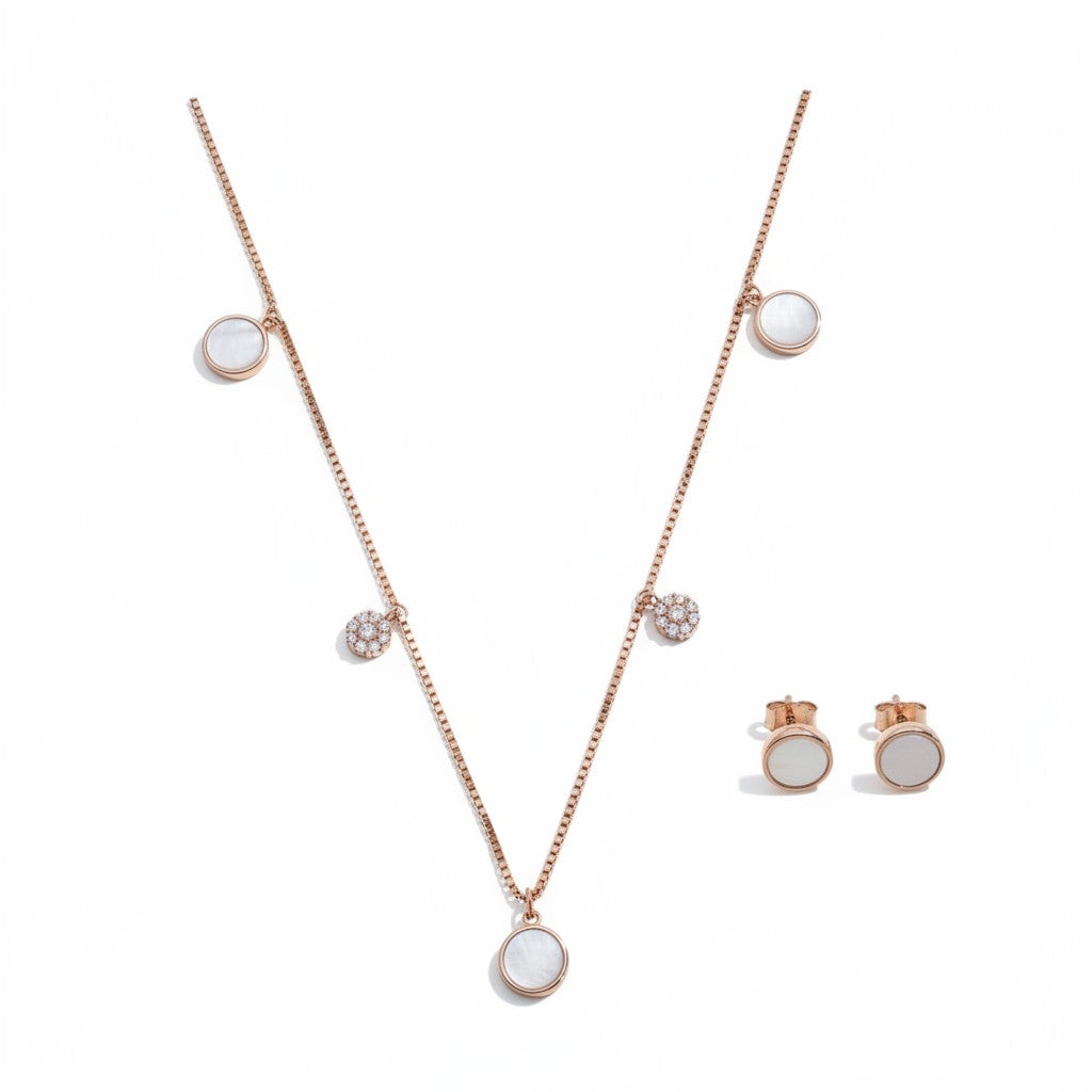 Siora Jewels Minimal Pearl 925 Silver Pendant Set for Women | Rose Gold Finish with Pearl & Zircon Detailing