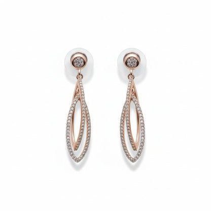 Siora Jewels Luxe Loop 925 Silver Earrings for Women | Rose Gold Finish with Zircon Detailing