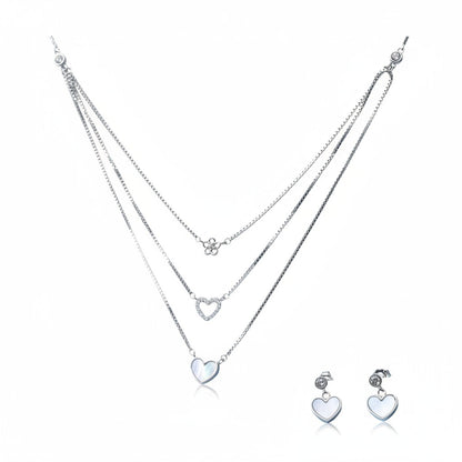 Siora Jewels White Heart 925 Silver Pendant Set for Women | Rhodium Finish with Zircon Detailing