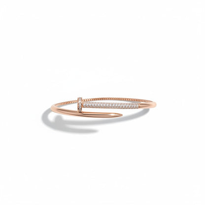 Siora Luxe Nail 925 Silver Bracelet – Rose Gold Finish | Zircon Accent Detailing
