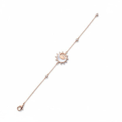 Siora Evil Eye 925 Silver Bracelet – Rose Gold Finish | Enamel & Zircon Detailing