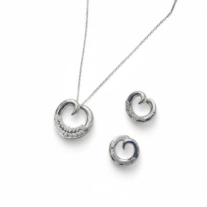Siora Jewels Heart Loop 925 Silver Jewellery Set for Women | Rhodium Finish with Interlinked Hearts & Zircon Detailing