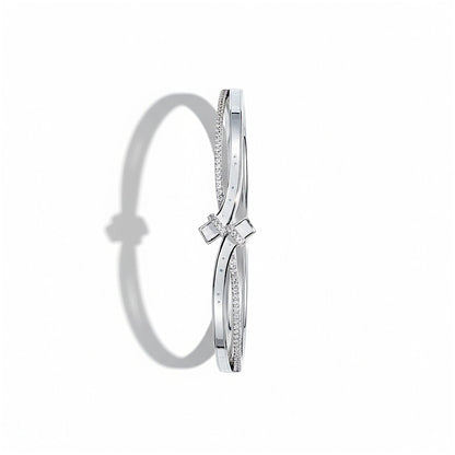 Siora Jewels Celeste Crossover 925 Silver Kada for Women | Rhodium Finish with Zircon Detailing