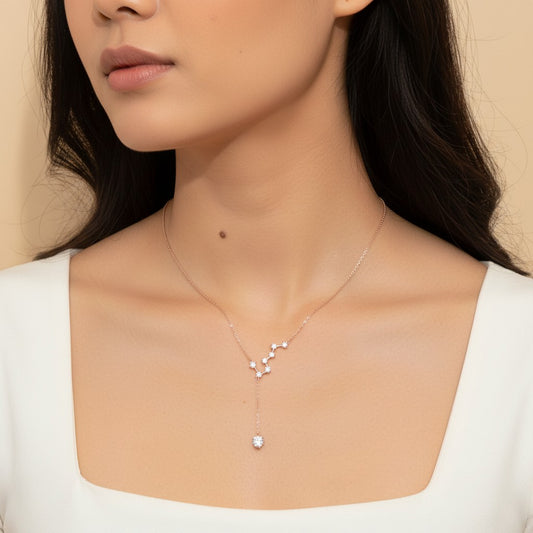 Siora Jewels Orion Trail 925 Silver Necklace for Women | Rose Gold Finish with Zircon Constellation Detailing
