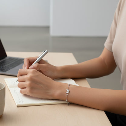 Siora Jewels Butterfly 925 Silver Bracelet for Women | Rhodium Finish with Zircon Detailing