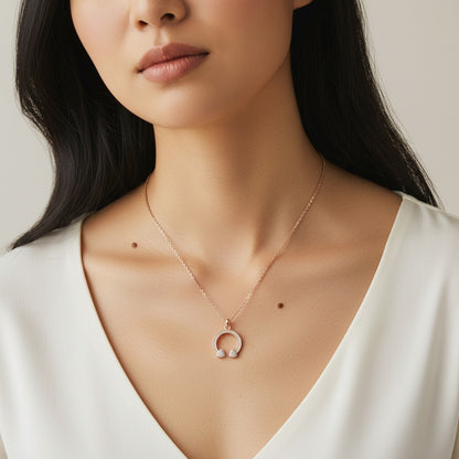 Siora Jewels Fortune Glow 925 Sterling Silver Necklace for Women | Rose Gold Finish with Zircon Charm Detailing