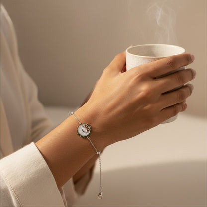 Siora Jewels Evil Eye 925 Silver Bracelet for Women | Rhodium Finish with Enamel & Zircon Detailing