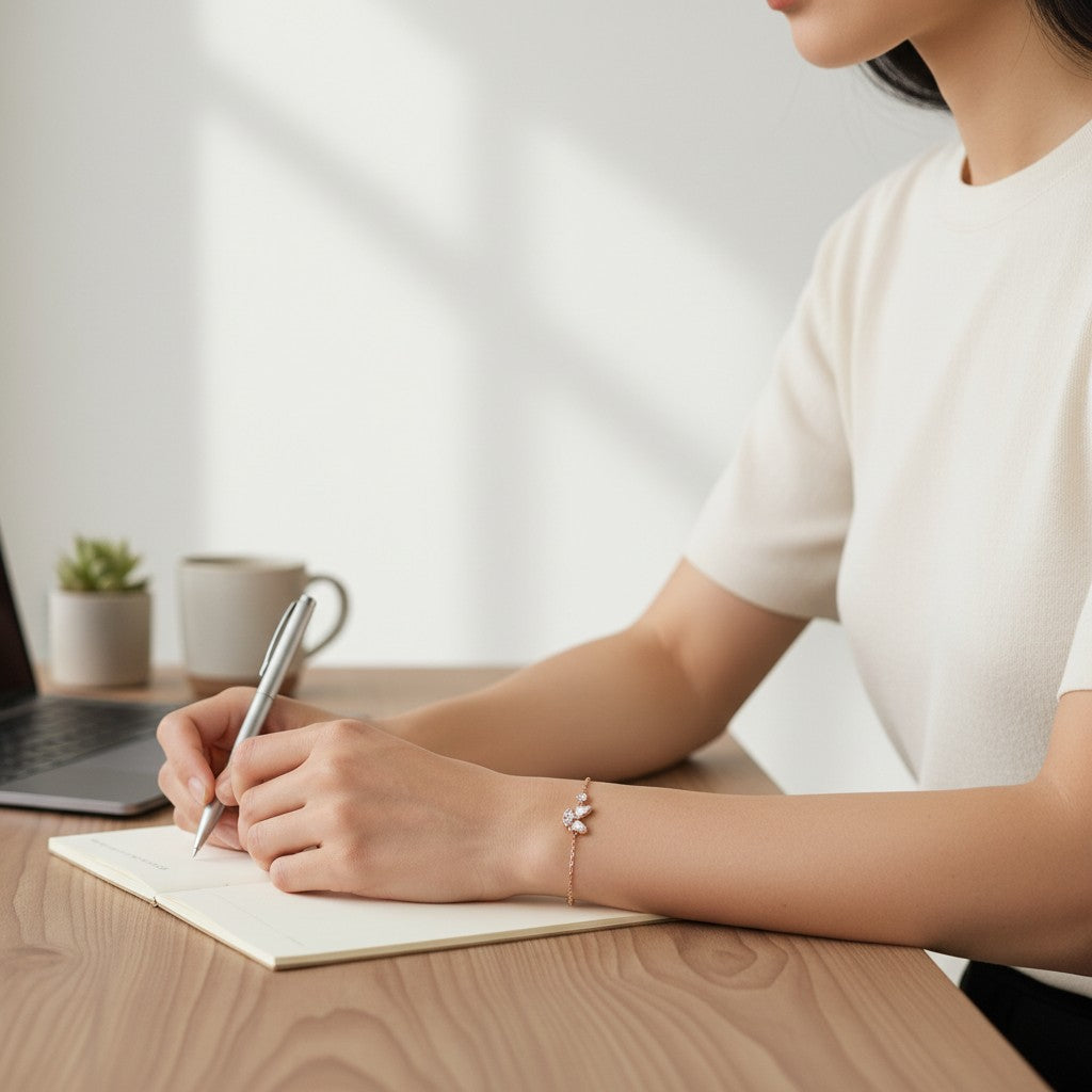 Siora Jewels Butterfly 925 Silver Bracelet for Women | Rose Gold Finish with Zircon Detailing